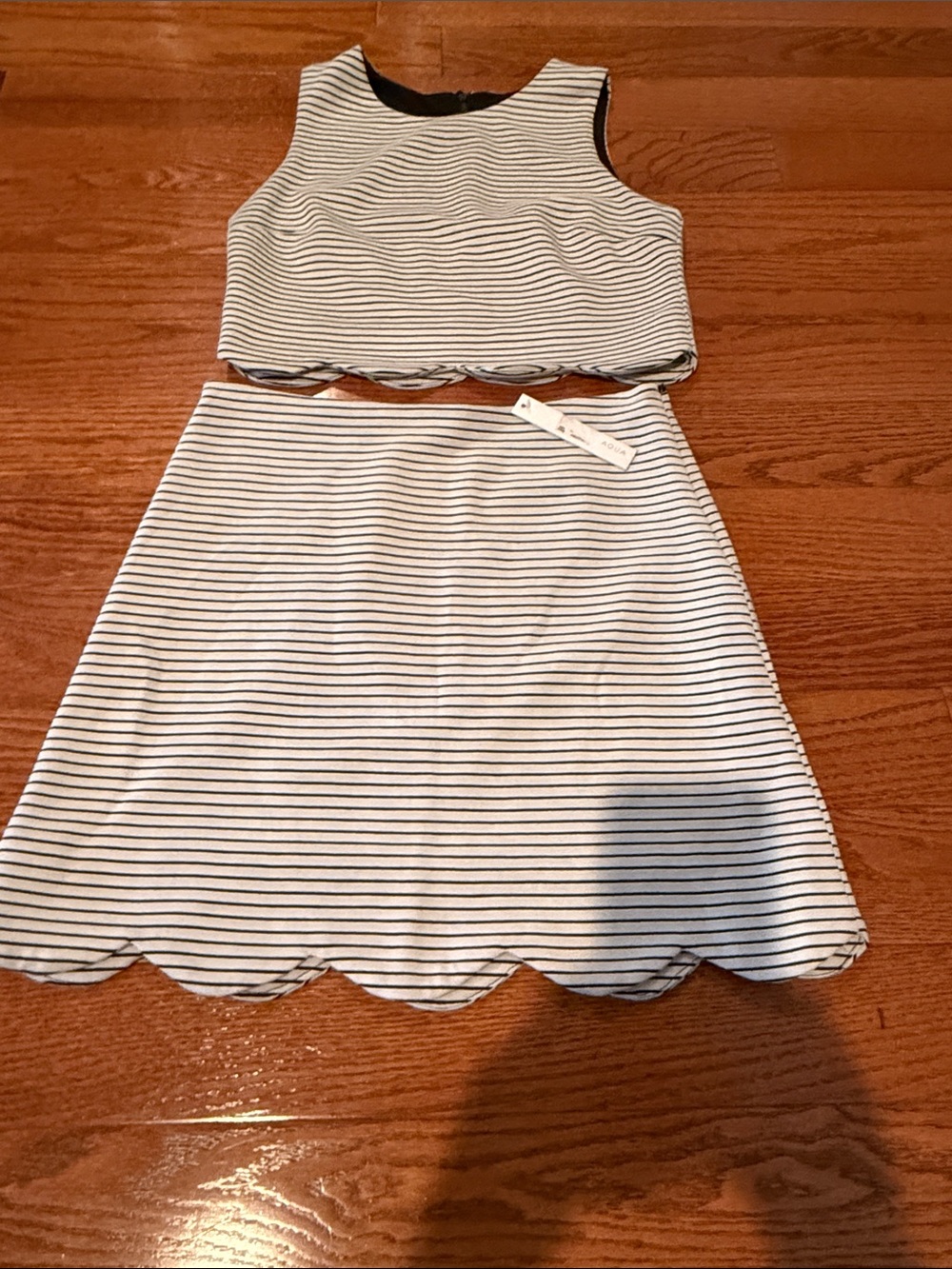 Aqua striped skirt and tank set